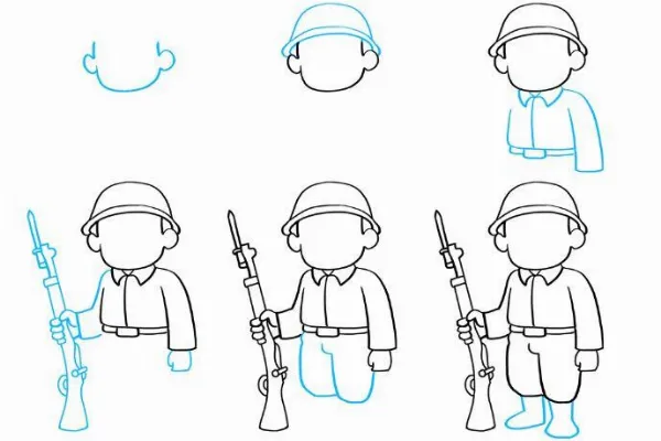 alt: Hướng dẫn vẽ tranh chú bộ đội đơn giản