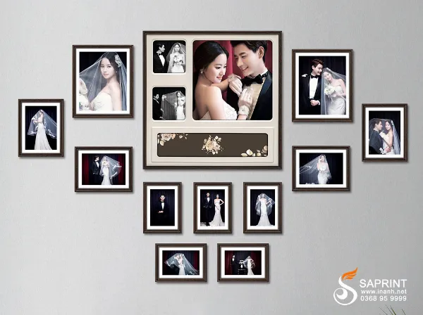 bộ khung ảnh gỗ treo tường đẹp