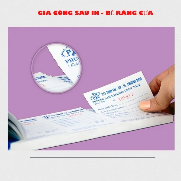 Gia công sau in bế răng cưa hóa đơn