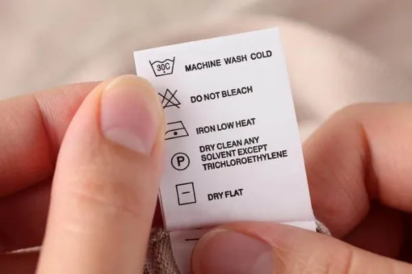 Hình ảnh các ký hiệu giặt là trên mác quần áo