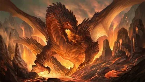 Hình nền rồng 3D cho máy tính với gam màu đỏ đen huyền bí