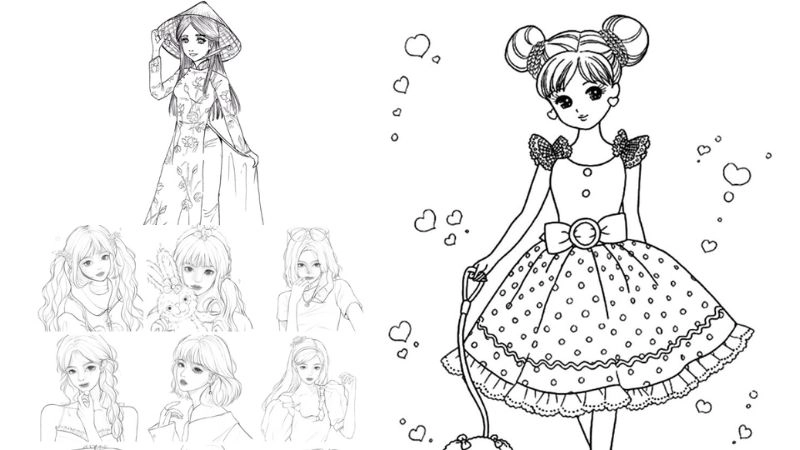 avt tranh to mau co gai