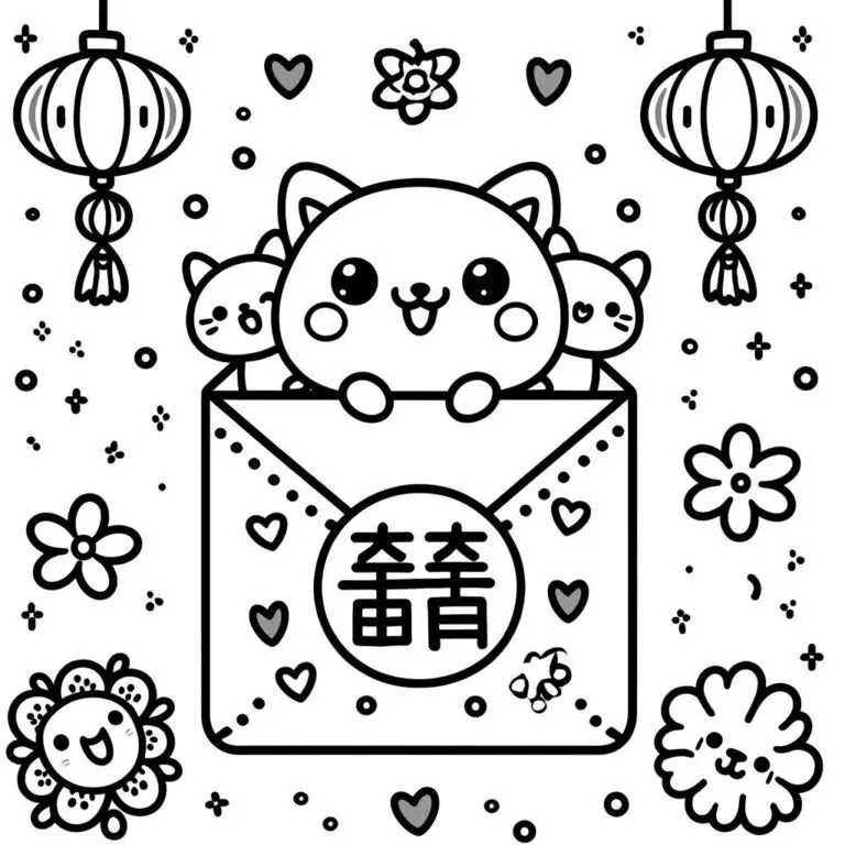 Tranh tô màu bao lì xì cho trẻ em, món quà xuân đầy màu sắc và ý nghĩa.
