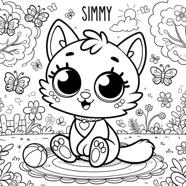 Bộ tranh tô màu mèo simmy đáng yêu dành cho bé 9 Bộ tranh tô màu mèo simmy đáng yêu dành cho bé 9