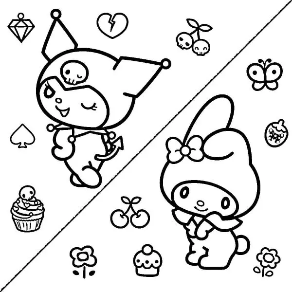 Hình Kuromi dễ thương cho bé thỏa thích tô màu Hình Kuromi dễ thương cho bé thỏa thích tô màu