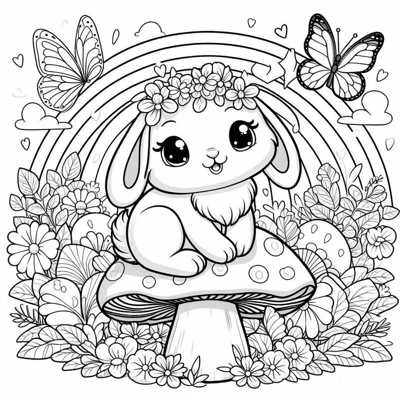 tranh-to-mau-tho-chibi-7 Tranh tô màu tình bạn thỏ và gấu chibi