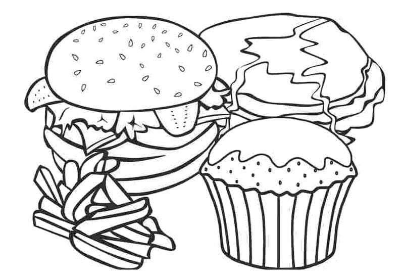 Kawaii food tranh tô màu cute cho bé tập tô
