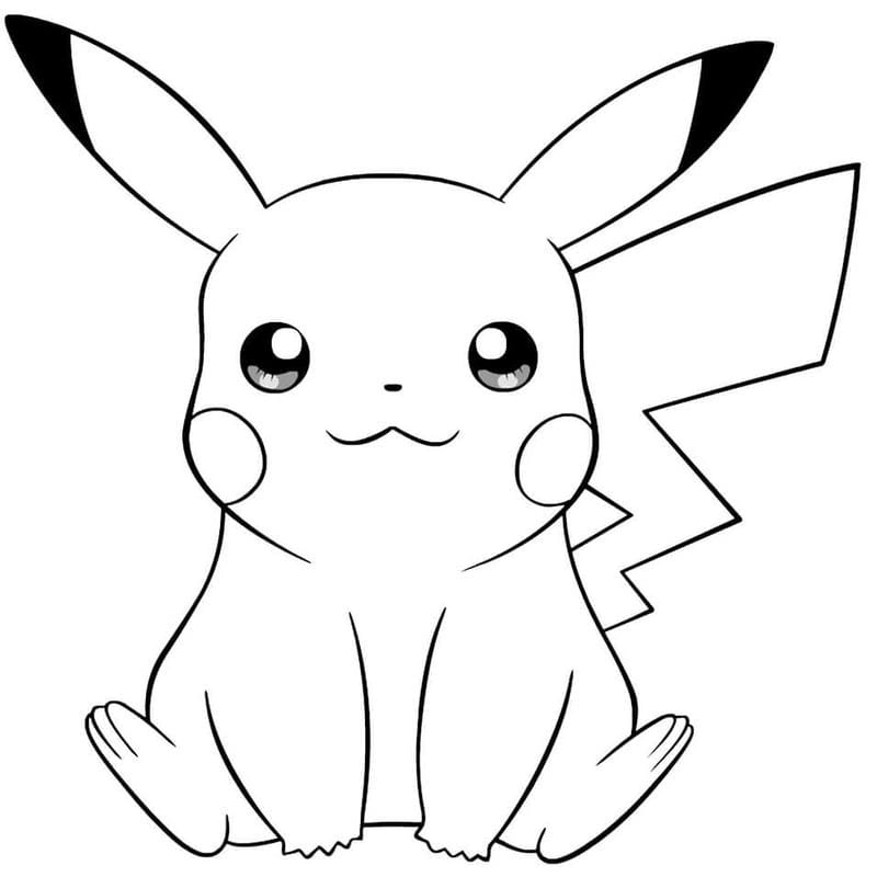 Tranh tô màu Pikachu cute dễ thương cho bé